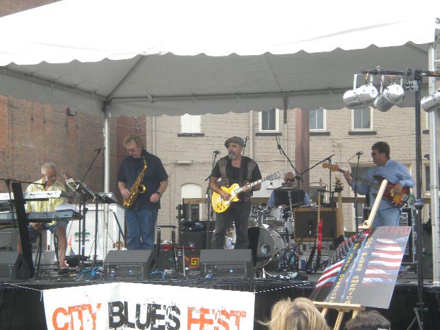 on stage at Sharon Blues Festival